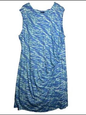 Nic & Zoe Blue Green Twist Stretch Stripe Sleeveless Dress Size 3X NWT